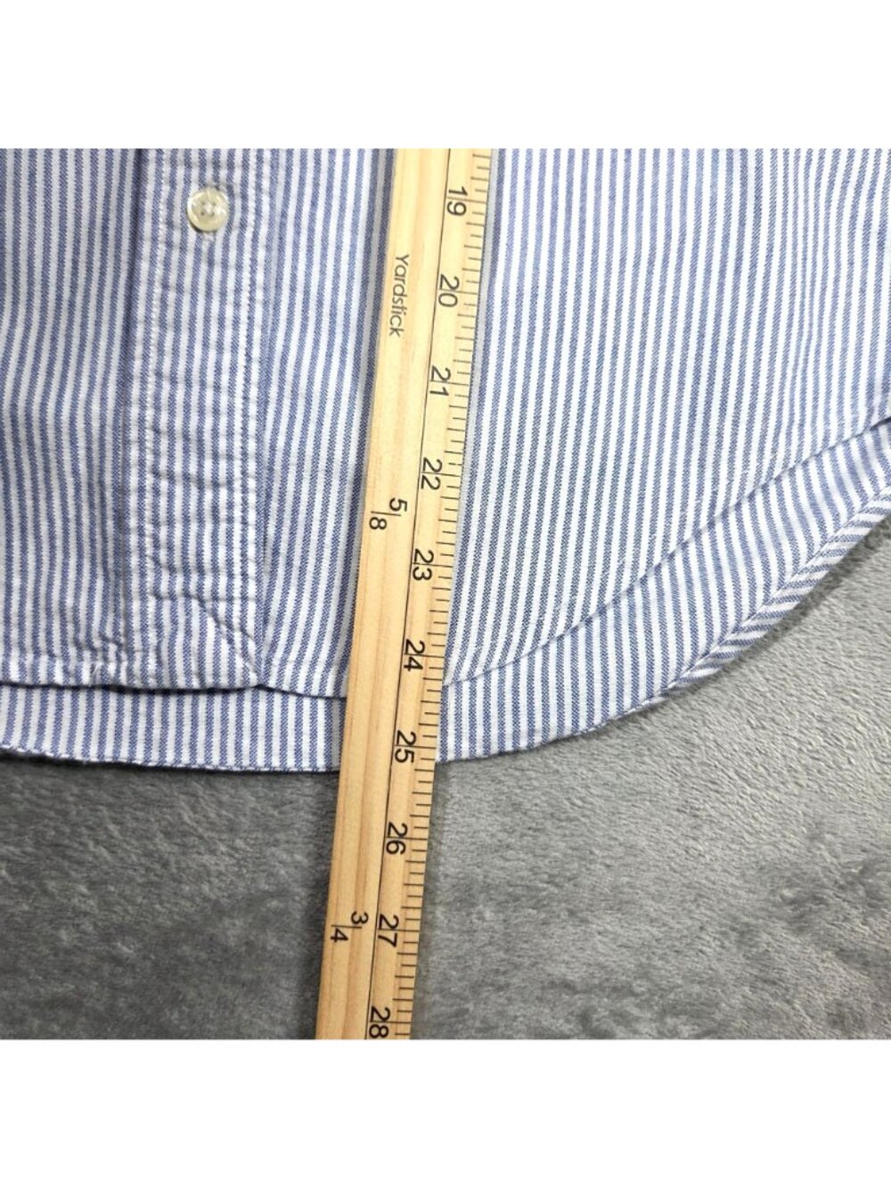 Vintage Lauren Ralph Lauren Top 2 Petite Blue Stripe Crest Logo Oxford Button Up - Picture 7 of 7